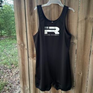 IRON REBEL Black SINGLET Powerlift Wrestling 3XL XXXL Nwot